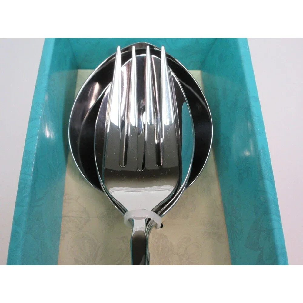 Pioneer Woman Mazie Serve Utensils 4Pc Hostess Set Silver Serving Spoons Fork